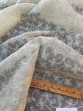 Exquisite Quality Silk Organza Sheer Hand Embroidered - SHORELINE HAZE!!!