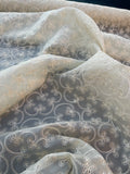 Exquisite Quality Silk Organza Sheer Hand Embroidered - SHORELINE HAZE!!!