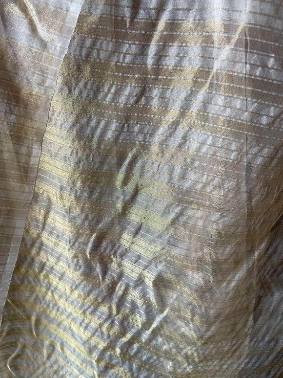 Exquisite Quality Silk Organza Stripes- OFF-WHITE/ GOLD!!!