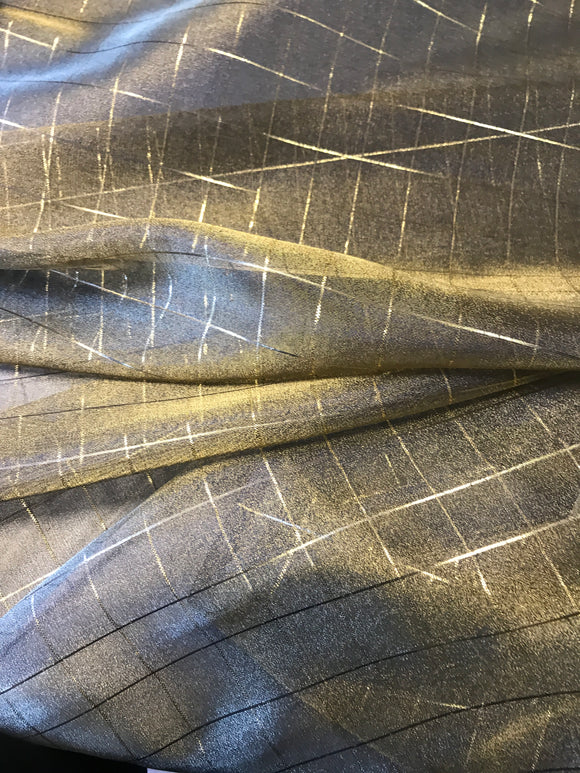 Exquisite Quality Silk Tissue Plaid Pattern - BLACK/ GOLD!!!