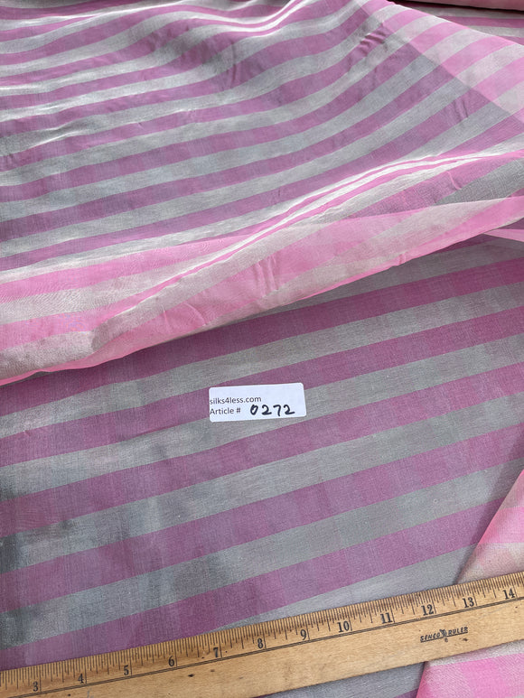 Exquisite Quality Silk Organza/ Silk Tissue Stripes- PINK/ WHITE!!!