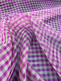 Exquisite Quality Silk Organza/Silk Tissue Check- FUCHSIA/ WHITE SILVER!!!