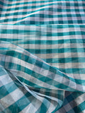 Exquisite Quality Silk Organza/Silk Tissue Check- EMERALD GREEN/ WHITE GOLD!!!