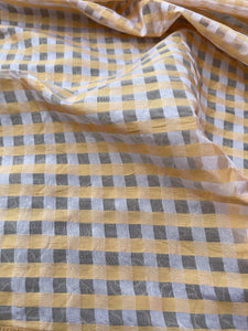 Exquisite Quality Silk Organza/ Dupioni Sheers Plaid - WHITE/ BANAN GOLD!!!