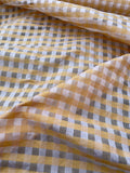 Exquisite Quality Silk Organza/ Dupioni Sheers Plaid - WHITE/ BANAN GOLD!!!