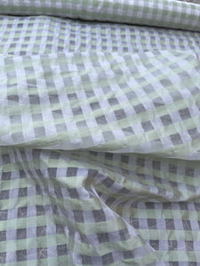 Exquisite Quality Silk Organza/ Dupioni Sheers Plaid - WHITE/ LIGHT GREEN!!!