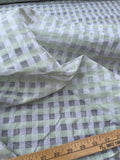 Exquisite Quality Silk Organza/ Dupioni Sheers Plaid - WHITE/ LIGHT GREEN!!!