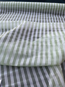 Exquisite Quality Silk Organza/Spun Silk Sheers Stripes - LIGHT GREEN/ OFF-WHITE!!!