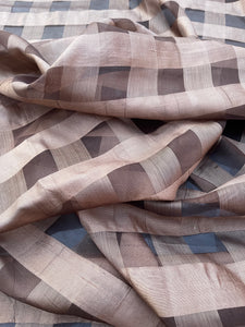 Exquisite Quality Silk Organza Sheer Plaid- BROWNS!!!