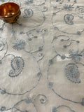 Exquisite Quality Silk Organza Hand Embroidered - BLUE/ GRAY!!!