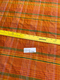 Designer Quality Silk Dupioni Plaid - GREENS/ RED/ ORANGE!!!