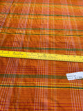 Designer Quality Silk Dupioni Plaid - GREENS/ RED/ ORANGE!!!