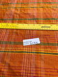Designer Quality Silk Dupioni Plaid - GREENS/ RED/ ORANGE!!!