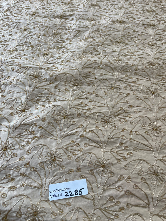 Designer Quality Silk Shantung Hand Embroidery  - BEIGE!!!