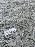 Designer Quality Silk Shantung Hand Embroidery  - PEWTER!!!