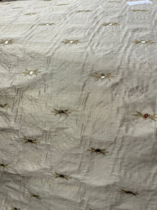 Designer Quality Silk Shantung Hand Embroidery  - OLIVE GOLD!!!