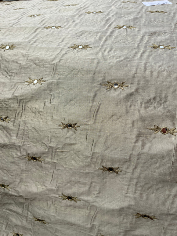 Designer Quality Silk Shantung Hand Embroidery  - OLIVE GOLD!!!