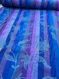 Designer Quality Silk Shantung Floral Embroidery  - BLUES!!!