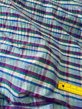 Designer Quality Silk Shantung Plaid - BLUES/ GREENS/ PURPLE!!!