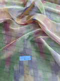 Exquisite Quality Silk Tissue Ikkat Pattern - GREENS/ PURPLE/ GOLD!!!