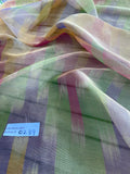 Exquisite Quality Silk Tissue Ikkat Pattern - GREENS/ PURPLE/ GOLD!!!