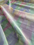 Exquisite Quality Silk Tissue Ikkat Pattern - GREENS/ PURPLE/ GOLD!!!