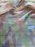 Exquisite Quality Silk Tissue Ikkat Pattern - GREENS/ PURPLE/ GOLD!!!