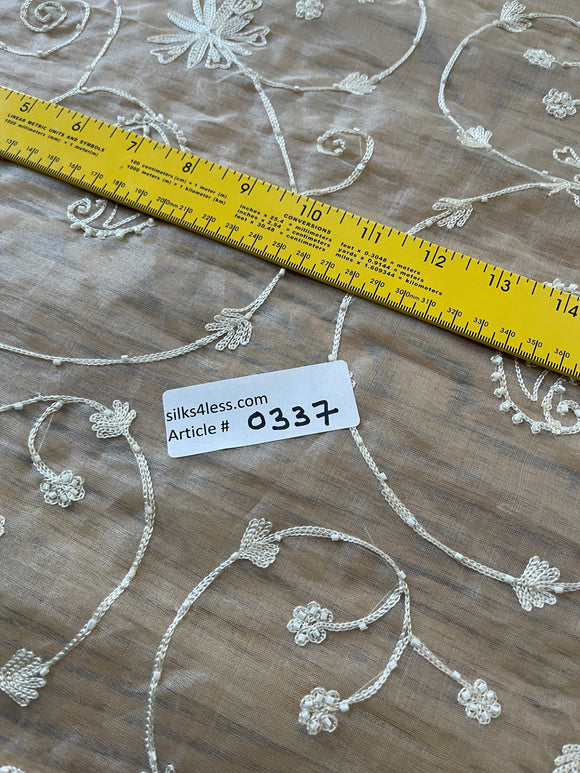 Exquisite Quality Silk Organza Hand Embroidered : OFF-WHITE!!!