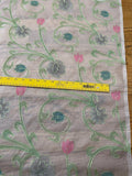 Exquisite Quality Silk Organza Sheer Embroidery - PASTEL GREENS/ PINK!!!