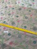 Exquisite Quality Silk Organza Sheer Embroidery - PASTEL GREENS/ PINK!!!