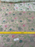 Exquisite Quality Silk Organza Sheer Embroidery - PASTEL GREENS/ PINK!!!