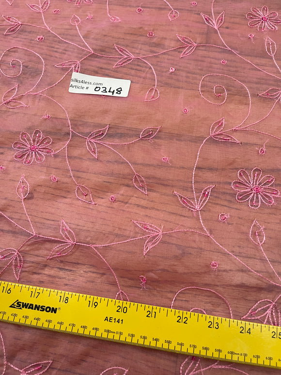 Exquisite Quality Silk Organza Sheer Embroidery - BRIGHT PINK!!!