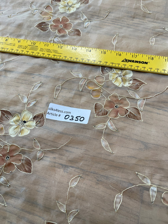 Exquisite Quality Silk Organza Sheer Embroidery - GOLDEN YELLOW!!!