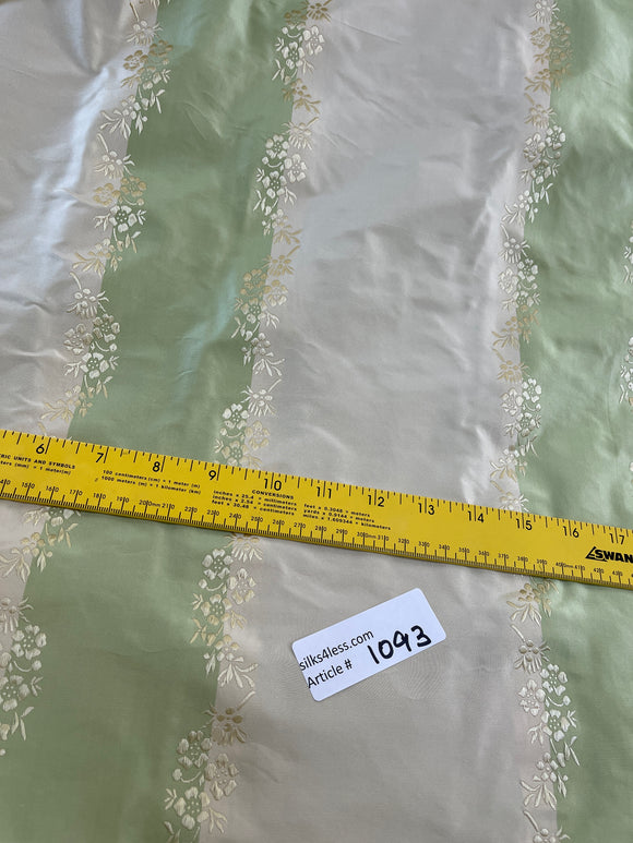 Designer Quality Silk Taffeta Jacquard Stripes - PASTEL GREEN/ IVORY!!!