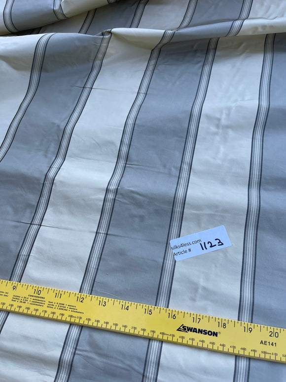 Designer Quality Silk Taffeta Stripes - IVORY/ GRAY!!!