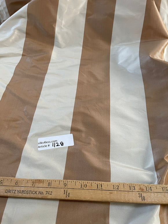 Designer Quality Silk Taffeta Stripes - IVORY/ UMBER!!!