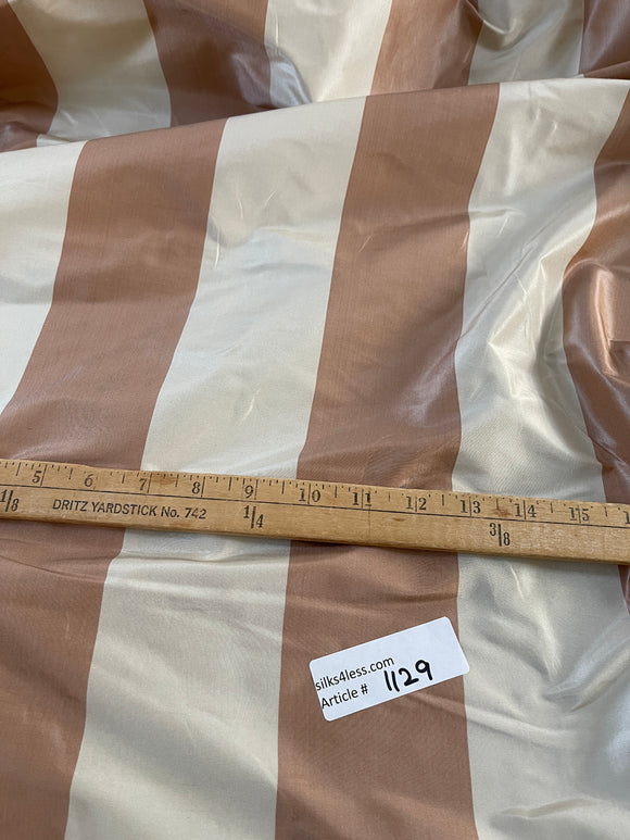 Designer Quality Silk Taffeta Stripes - IVORY/ BROWN!!!