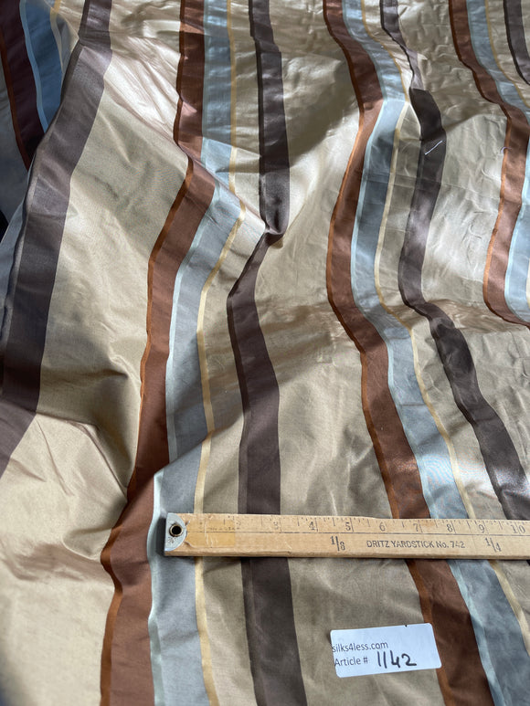 Designer Quality Silk Taffeta Stripes - BROWNS/ OLIVE/ GRAY!!!