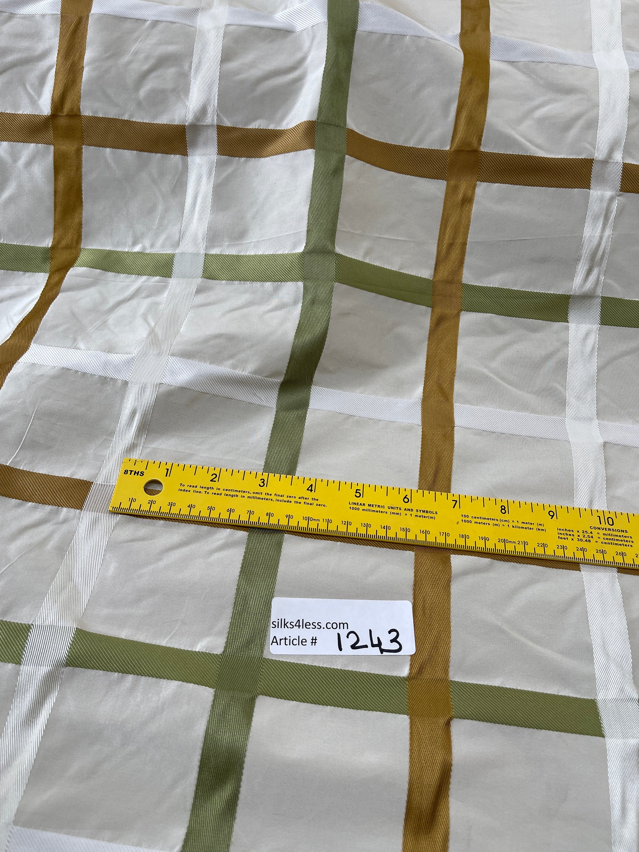 Silk cheapest Taffeta Fabric - Princeton Plaid - Yellow - Plaid /Grosgrain Ribbon