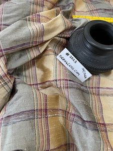 Designer Quality, Silk Shantung Plaid, Heavy Quality - Pewter/Banana!!!