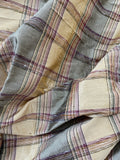 Designer Quality, Silk Shantung Plaid, Heavy Quality - Pewter/Banana!!!