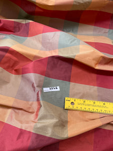 Designer Quality Silk Shantung plaid - GOLD/ PEACH/ AQUA/ GREENS!!!