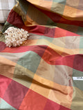 Designer Quality Silk Shantung plaid - GOLD/ PEACH/ AQUA/ GREENS!!!