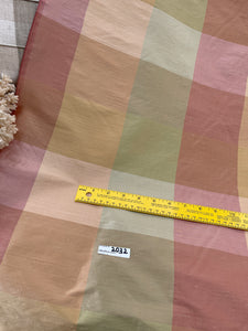 Designer Quality Silk Shantung Plaid - PEACH/ GREENS/ GOLD/ TAUPE!!!