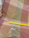 Designer Quality Silk Shantung Plaid - PEACH/ GREENS/ GOLD/ TAUPE!!!