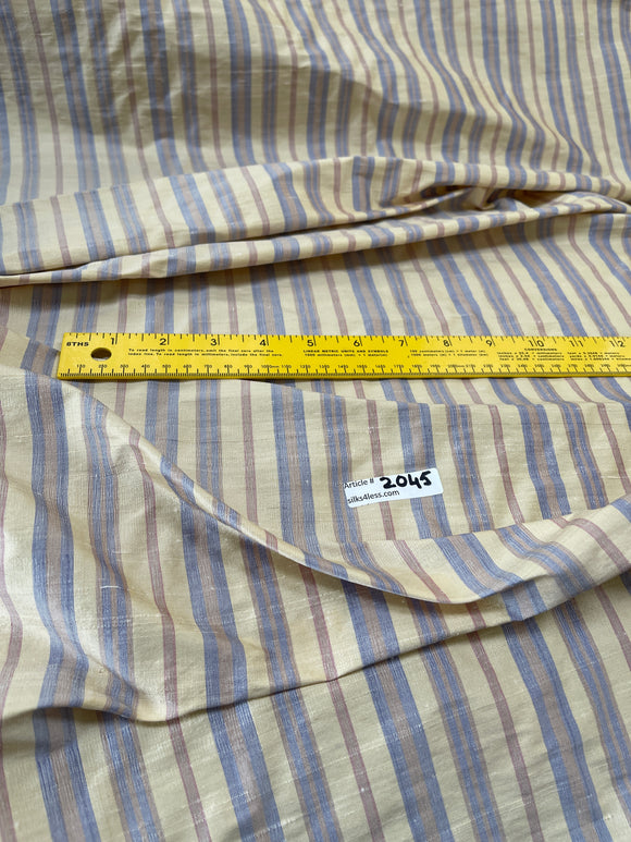 Designer Quality Silk Shantung Stripes - BANANA GOLD/ PURPLE!!!