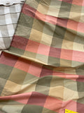 Designer Quality Silk Shantung plaid - Peach/Olive/Banana Gold!!!