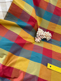 Designer Quality Silk Shantung plaid - Gold/Turquoise/Red!!!