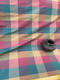 Designer Quality Silk Shantung Plaid - OLIVE GOLD/ WINE/ TURQUOISE!!!