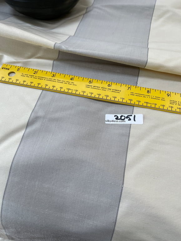 Designer Quality Silk Shantung Stripes -Ivory/Gray!!!